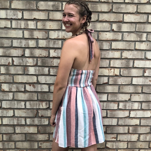 Open Back Pinstripe Dress - Picture 4 of 5